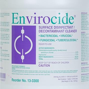 Metrex Envirocide Surface Disinfectant, 1 Gal Jug | Alcohol-Scented, Broad-Spectrum Surface Disinfectant Cleaner, Healthcare and Professional Facility Settings