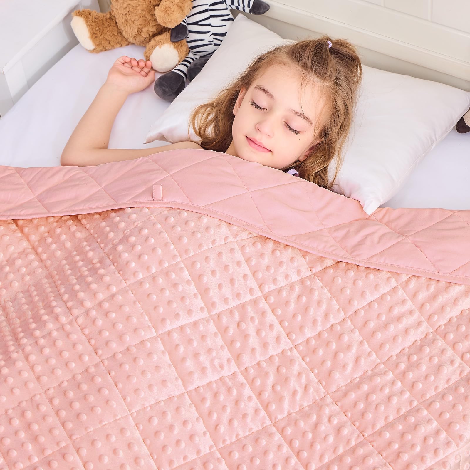 Pink Weighted Blanket 10lbs, 40"x60", Twin Size Breathable Cooling Minky Heavy Throw Blanket for 80-120lb, Soft Winter Thick Big Blankets Weighted Comforter Gift