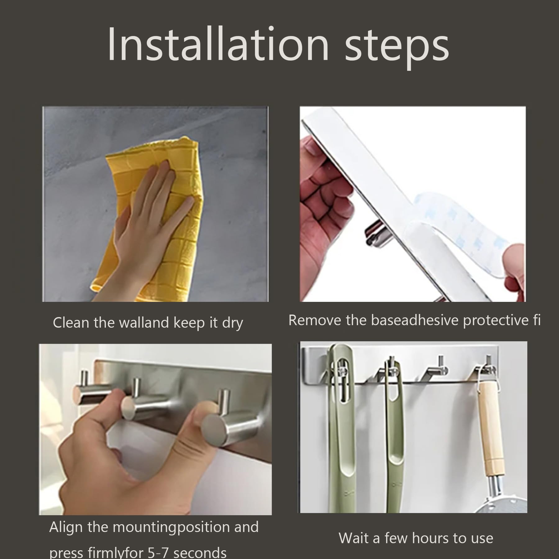 Weirun SUS304 - Estante Para Llaves De Acero Inoxidable 3M Autoadhesivo Con 4 Ganchos, Organizador De Almacenamiento De Garaje, Para Baño, Cocina, Soporte De Pared, Estilo Contemporáneo, Acabado