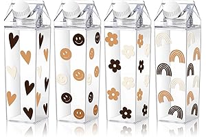 Whaline 4Pcs Boho Pink Milk Carton Water Bottle