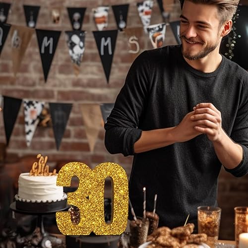 Miniatura 4 de Decoraciones de 30 cumpleaños para hombres y mujeres, decoraciones de 30 aniversario, centros de mesa con purpurina dorada para decoración de mesa,
