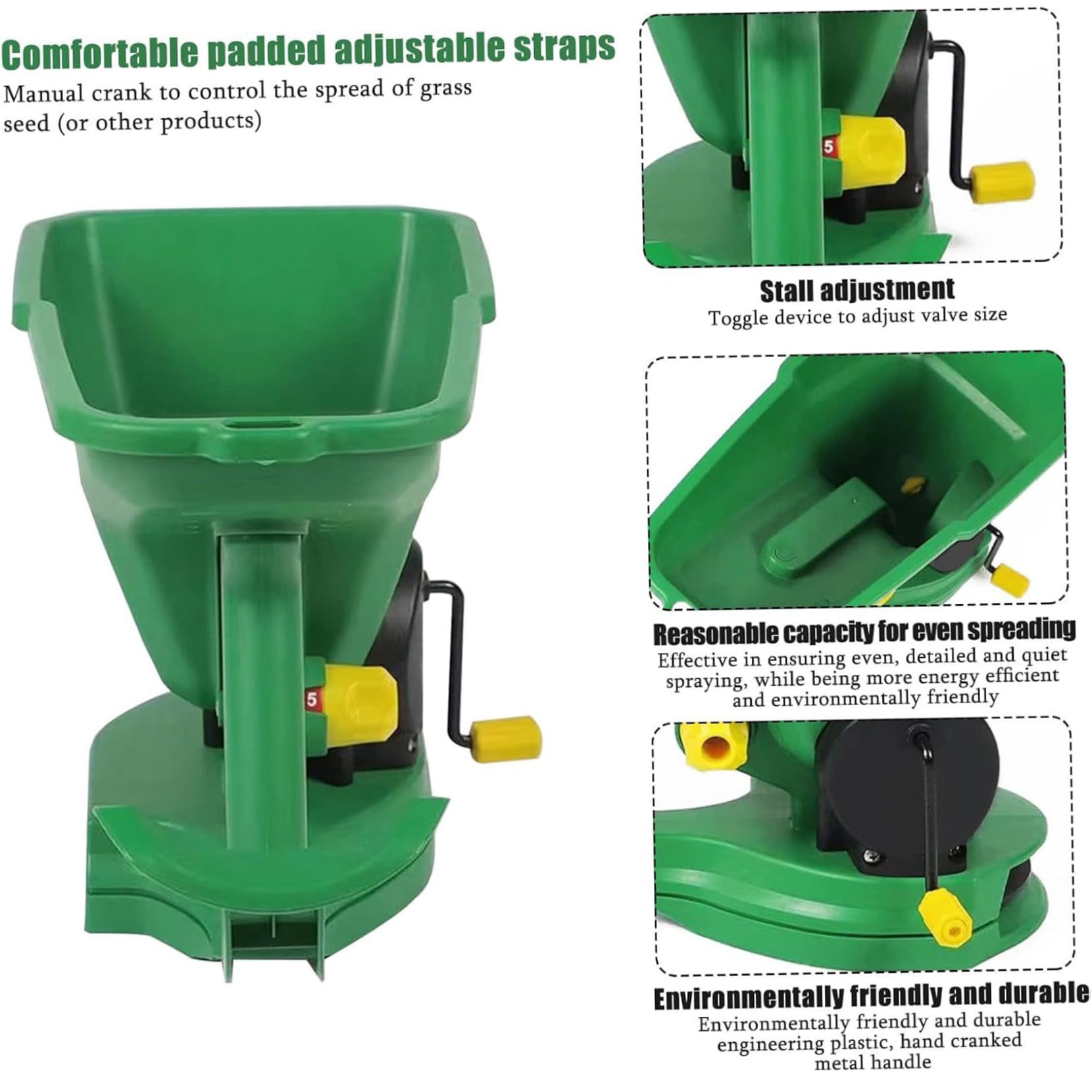 Spandiconcime, Spandiconcime Portatile Regolabile in plastica, Strumento di Semina Portatile per Giardini, Prati e fattorie
