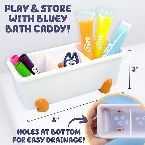 Miniatura 5 de Bluey Bath Creations, juego de actividades de 9 piezas, divertidos juguetes de baño, incluye pinturas de baño lavables, crayones de baño,