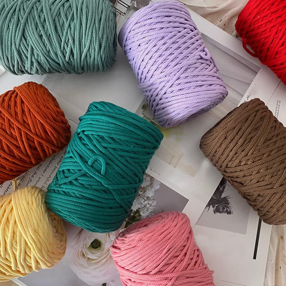 300g Black Gray Crochet Bag Yarn 3mm Round Polyester Cord Macrame Cord Hollow Knitted Crochet Yarns for DIY Bag Purse Basket