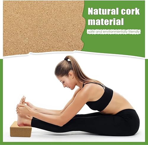 Miniatura 4 de Bloques de yoga de corcho, 1 paquete de bloques de alta densidad con superficie antideslizante, accesorios ecológicos para mujeres, ideales para