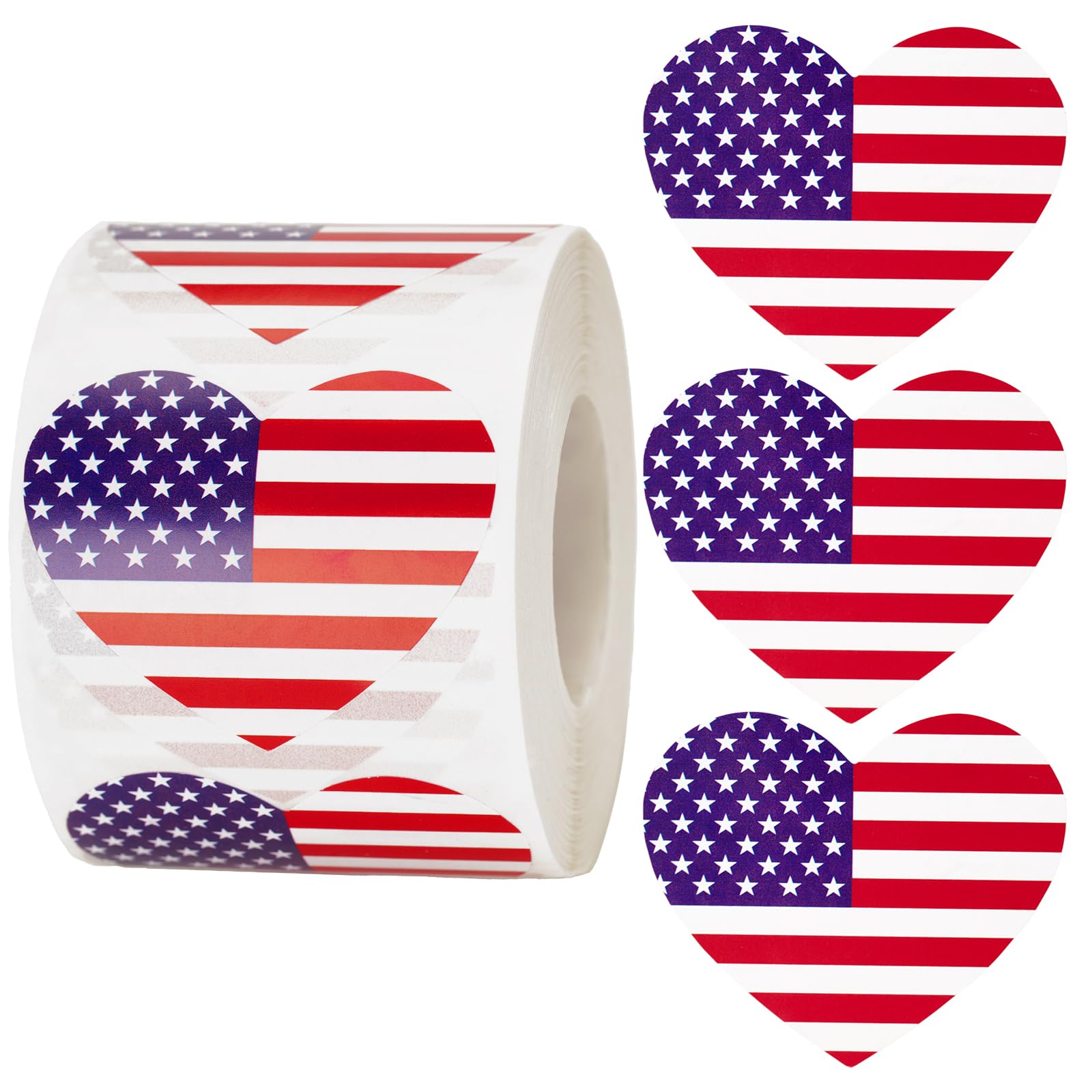 Anwyll American Flag Stickers - 500Pcs 1.5Inch USA Patriotic Seals Labels Stickers Self Adhesive 4th of July Sticker Memorial Veterans Day Sticker for