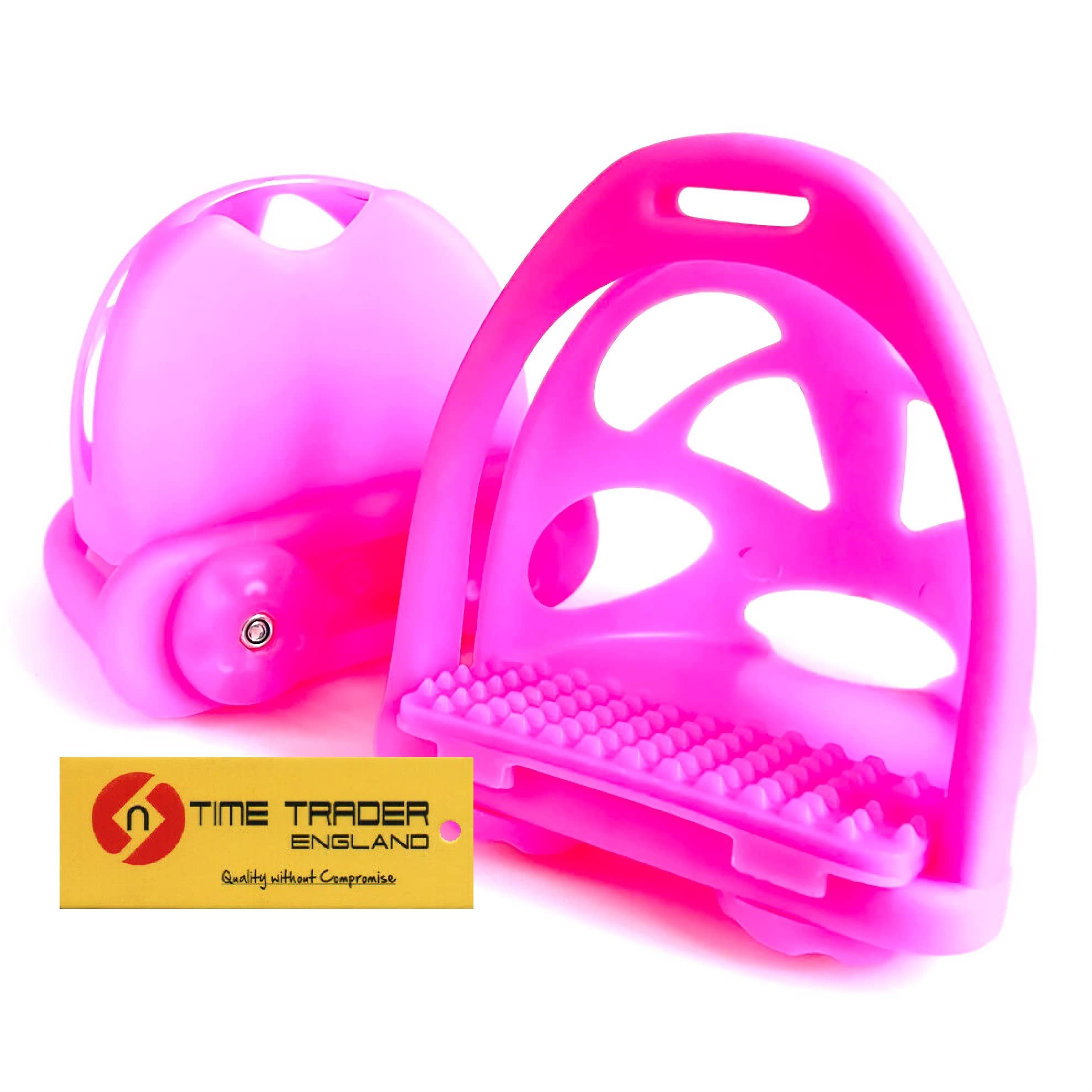 Pair of Safety Toe Cage Stirrups Durable Plastic Lightweight (Pink)