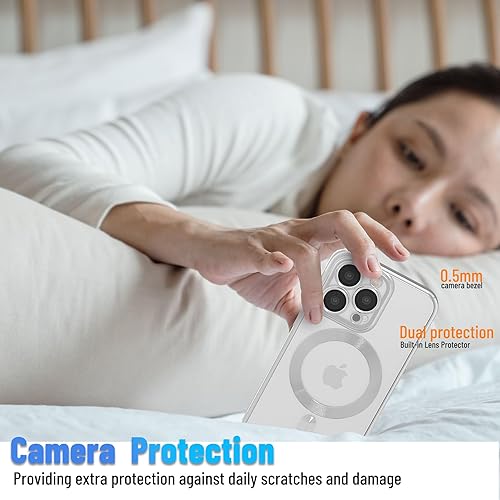 Miniatura 3 de Yetagso Funda magnética para iPhone 14 Pro Max, funda delgada galvanizada transparente para iPhone 14 Pro Max con protección de cámara, a prueba de