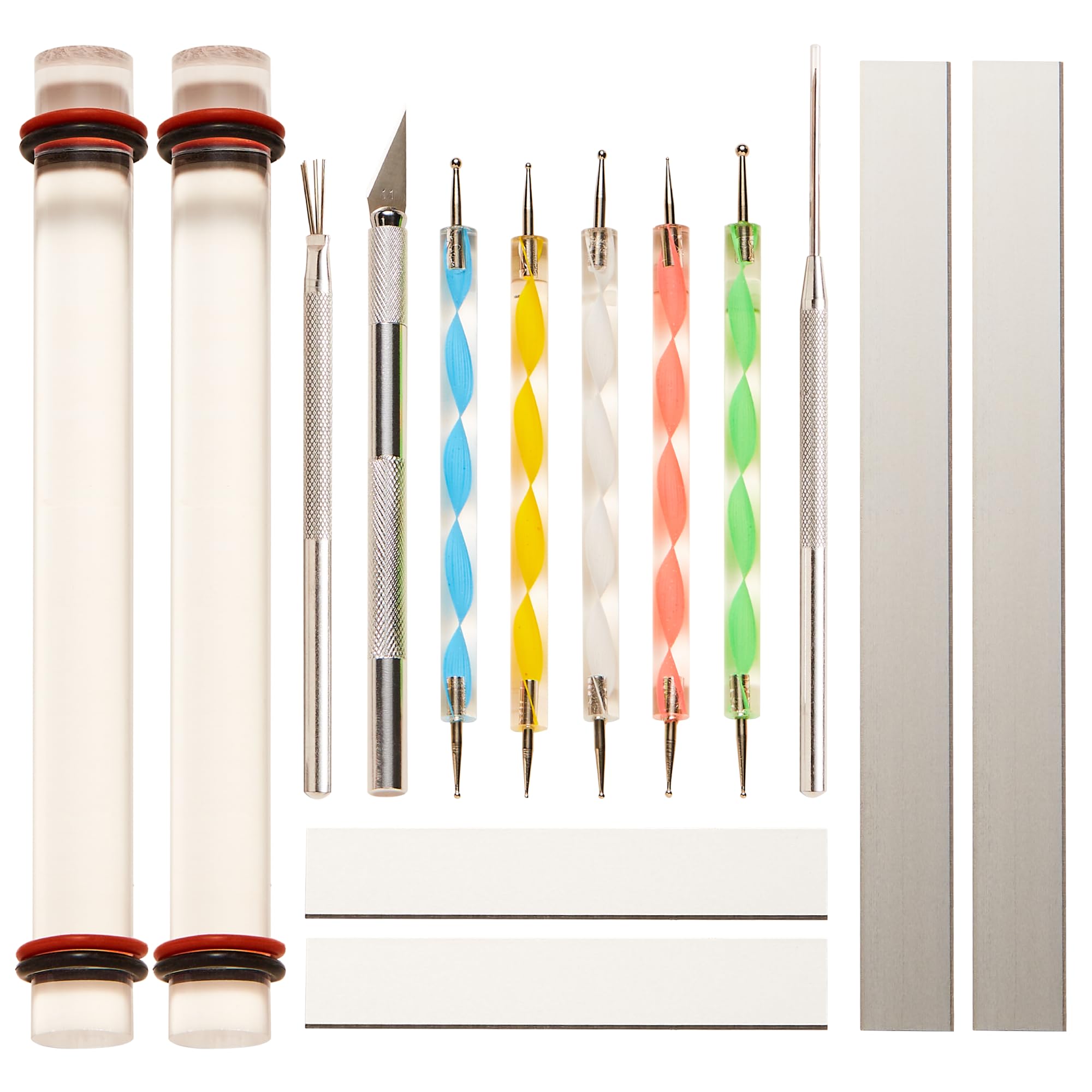 Photo 1 of 14 Pcs Polymer Clay Tools Acrylic Roller Clay Rolling Pins for Baking with Thickness Rings, Tissue Blade, Slicer Knife, Dotting Tools, Sculpting Earring and Jewelry Making Kit for Modeling and Shaping