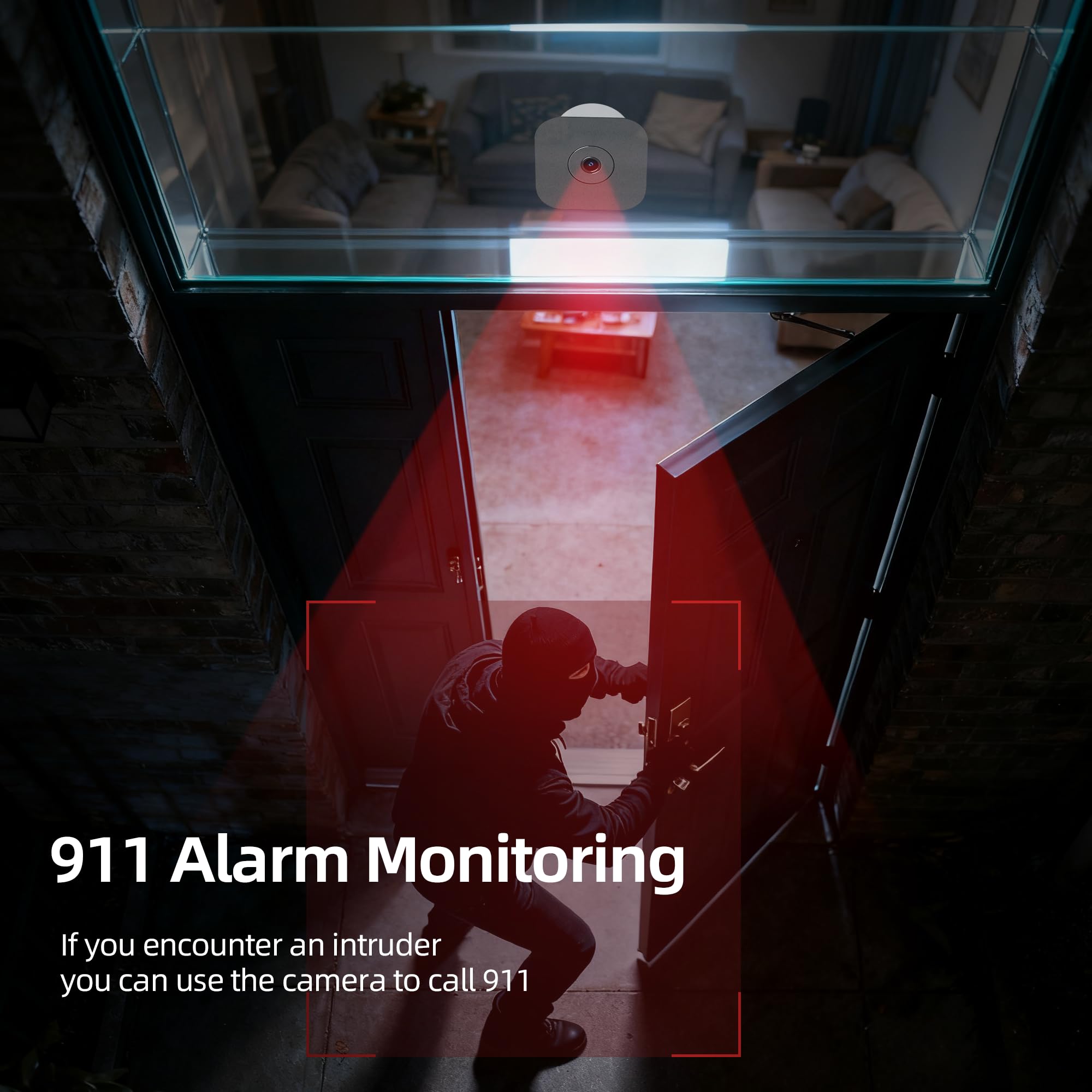 Hawkray - Cámara de ventana 2K 3MP, WiFi de 2.4 GHz para interiores para seguridad del hogar con detección de personas y movimiento, visión nocturna a todo color, grabación 24/7, instalación fácil y