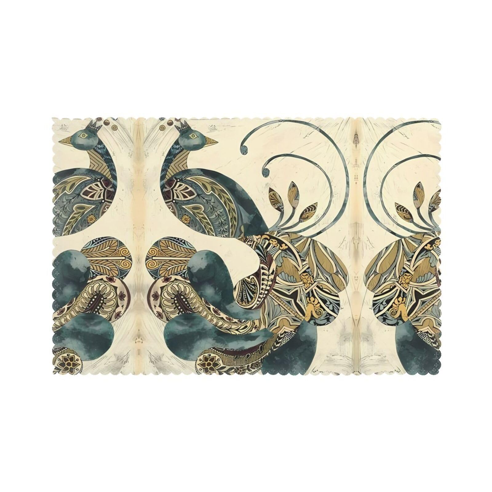 YYHHAOFA Peacock Prints Placemats Set of 6 12x18in – Create Cozy Table Settings for Everyday Moments & Special Gatherings