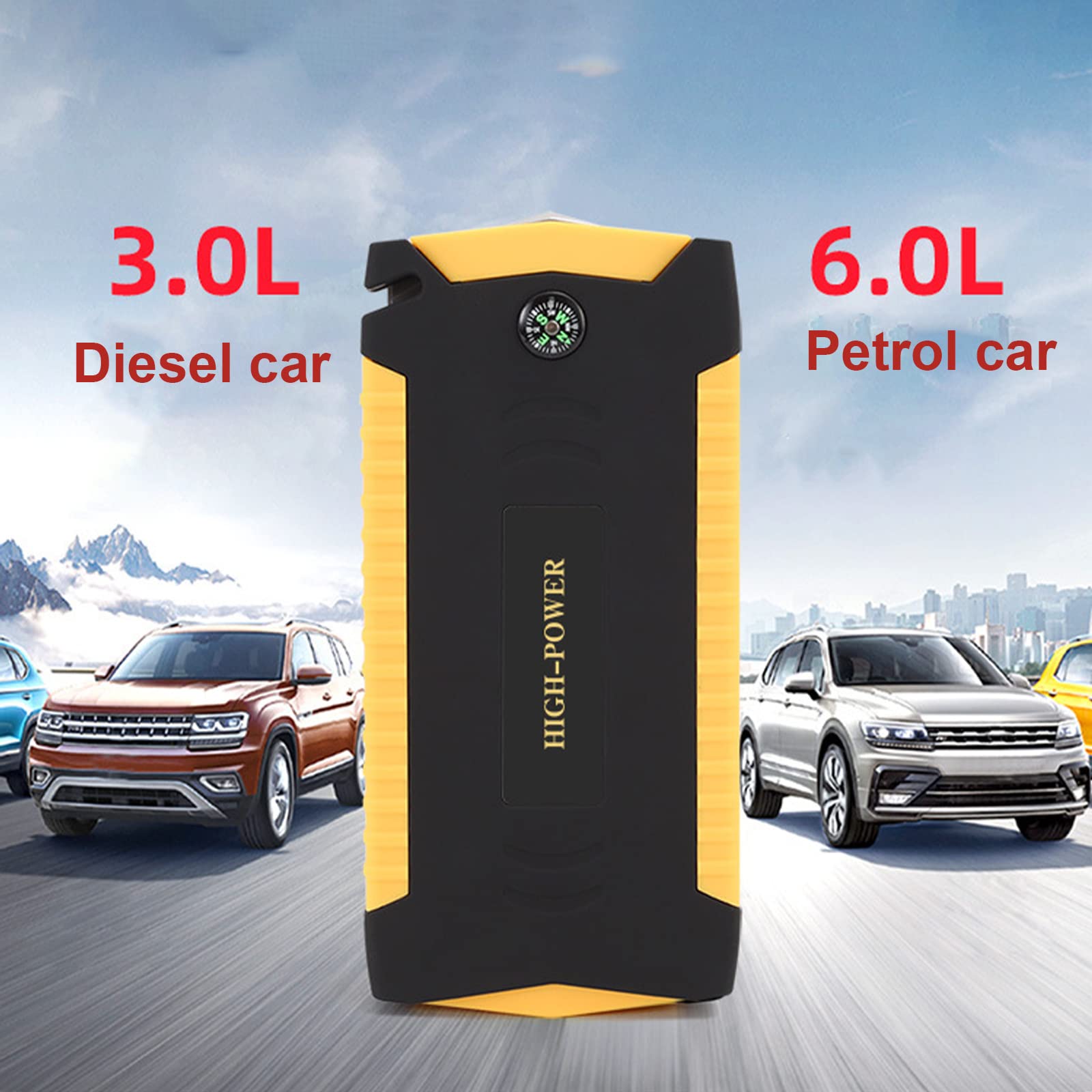 20000mAh 12V Car Jump Starter Banco de Energía Dispositivo de Arranque Arrancador de Batería de Automóvil Diesel con Inflador Arranque de Emergencia para Automóvil