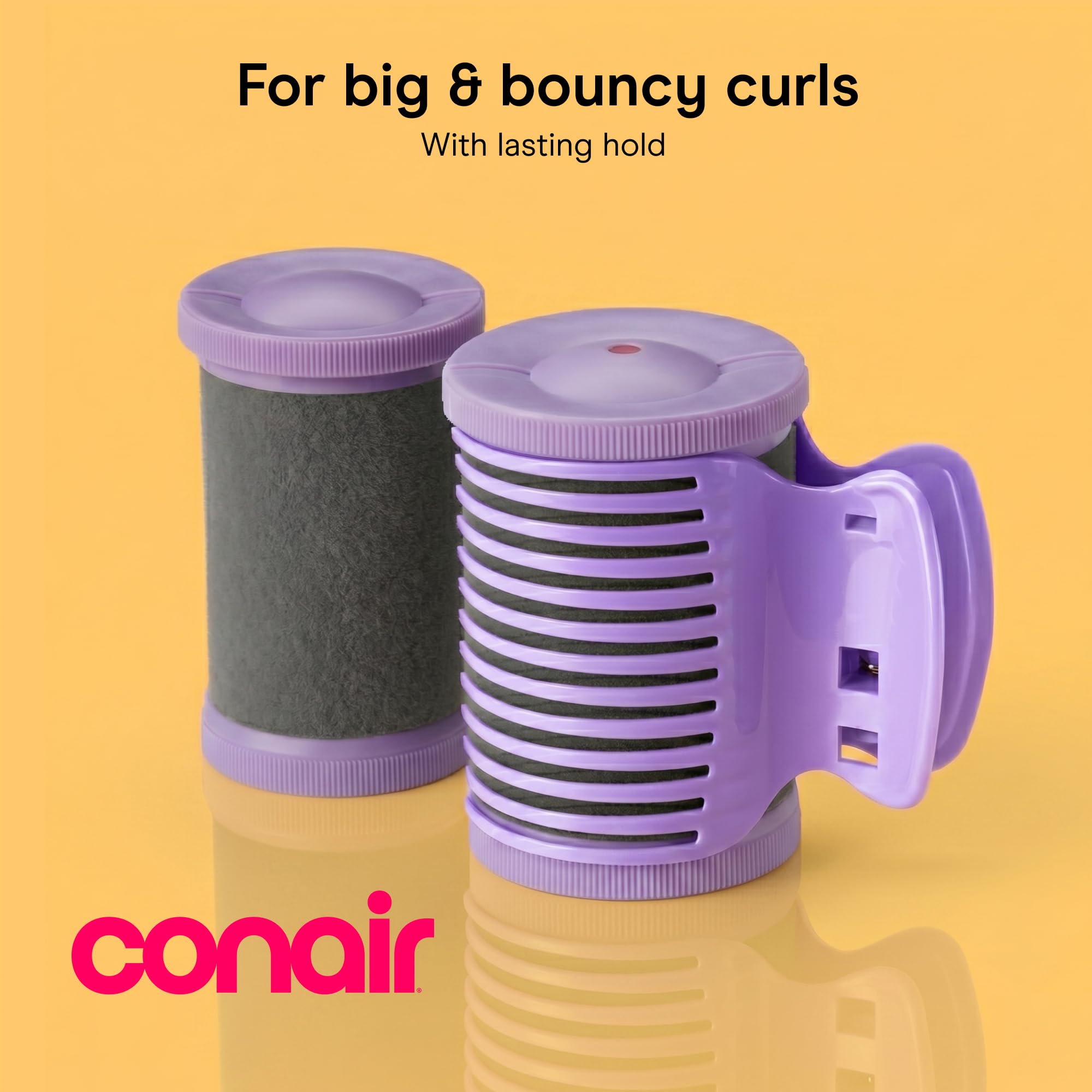 Conair Ceramic Hot Rollers 1 34 & 1 12 Rollers Lavender 12 Count | Heated hair rollers in 2 jumbo sizes heat in 85 seconds to create long-lasting volume on shoulder-length hair and beyond product thumbnail 4