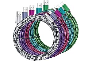 5-Pack 6ft Type-C Nylon Braided Fast Charging Cable