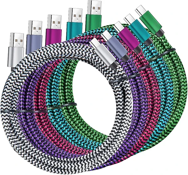 QQLIKE USB Type c Cable, 5 Pack (6FT) Nylon Braided USB C Cables 3A Fast Charging Charger for Samsung Galaxy S9/S8 Note8/9 20 10 S21 S20 S10 Plus C Cord