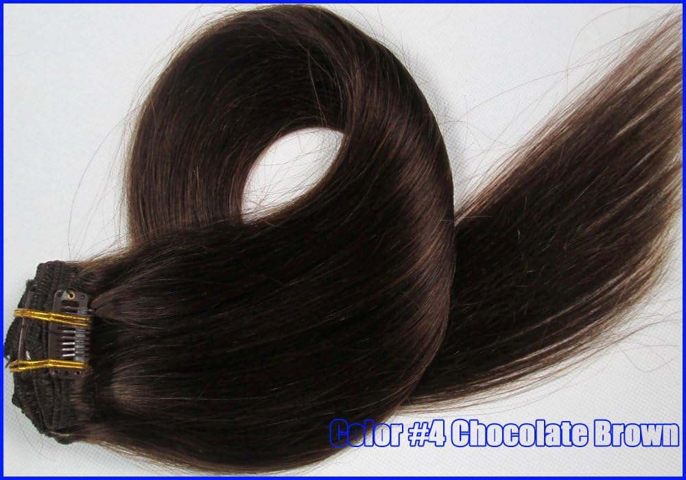 15'' 7pcs Fashional Clips in Remy Human Hair Extensions21 Colors for Women Beauty Hot Sale 70g (#4 medium brown)