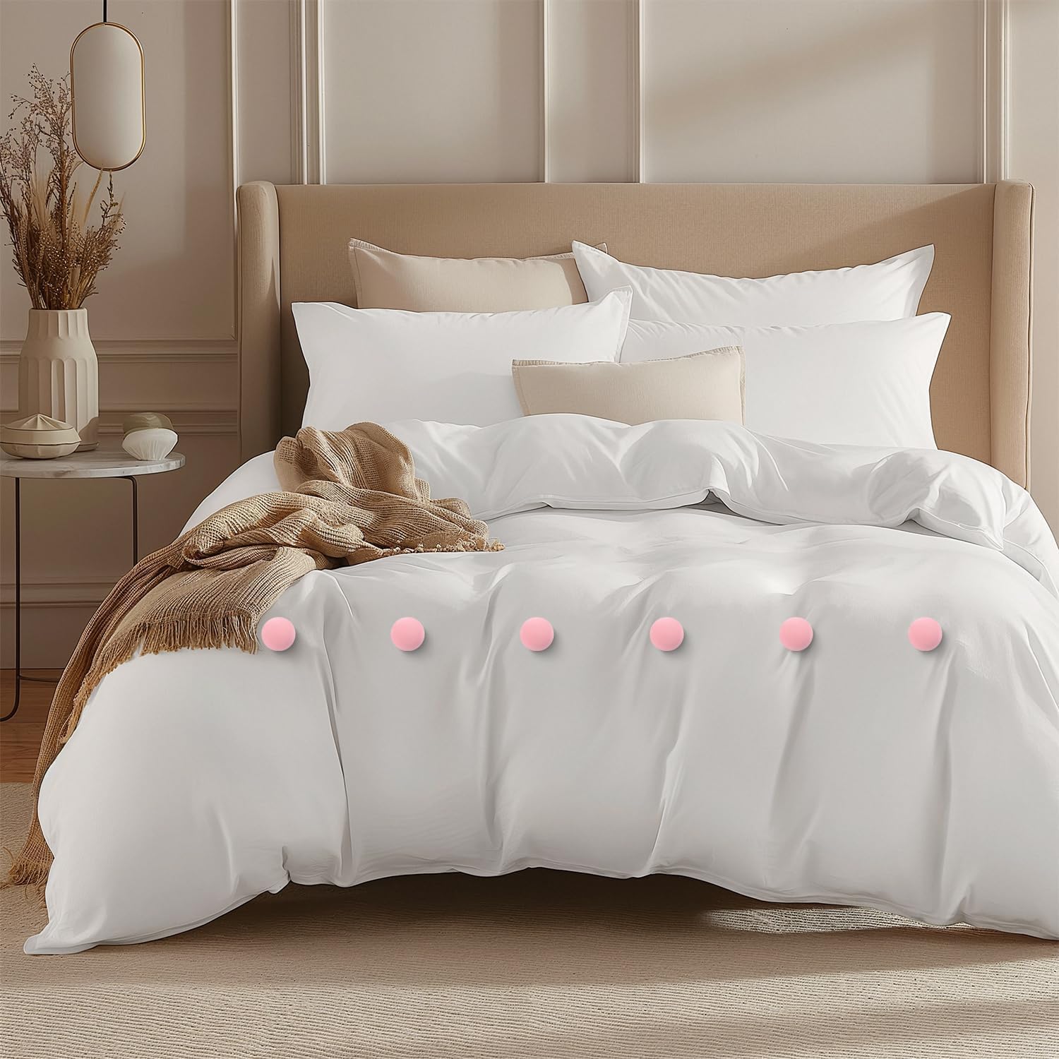 FOMQUAZLI Mushroom Blanket Clips, Non-Slip Duvet Cover Fasteners, Quilt Holders, Comforter Clips, One-Key Unlock Bedding Accessories, Random Colour, Pack of 8 3