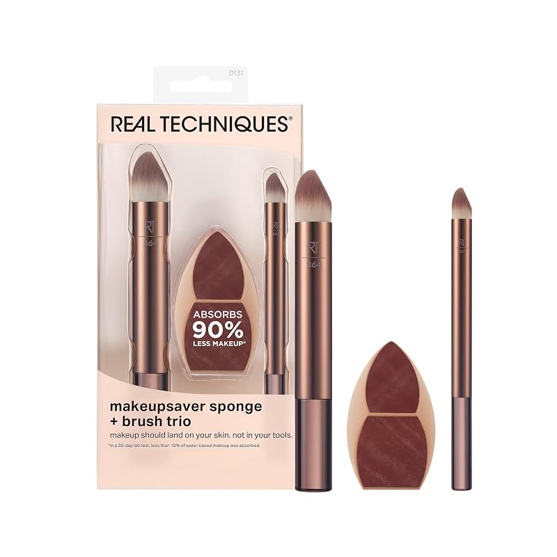 Real Techniques Makeupsaver Conjunto com Esponja e 2 Pincéis de Maquiagem