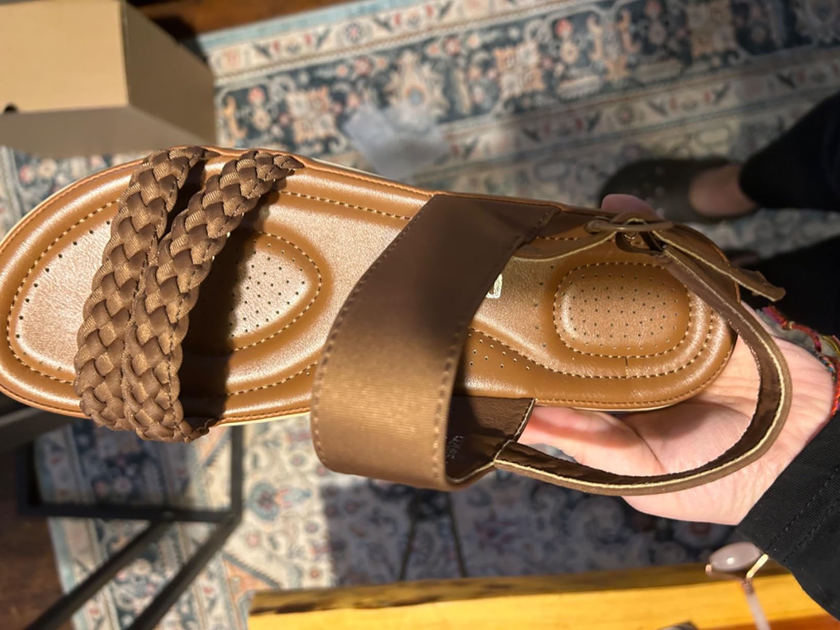 DUUCUB Women's Flat Sandals Ankle Strap Open Toe Summer Half Circle Planter Rope For Hanging Pots