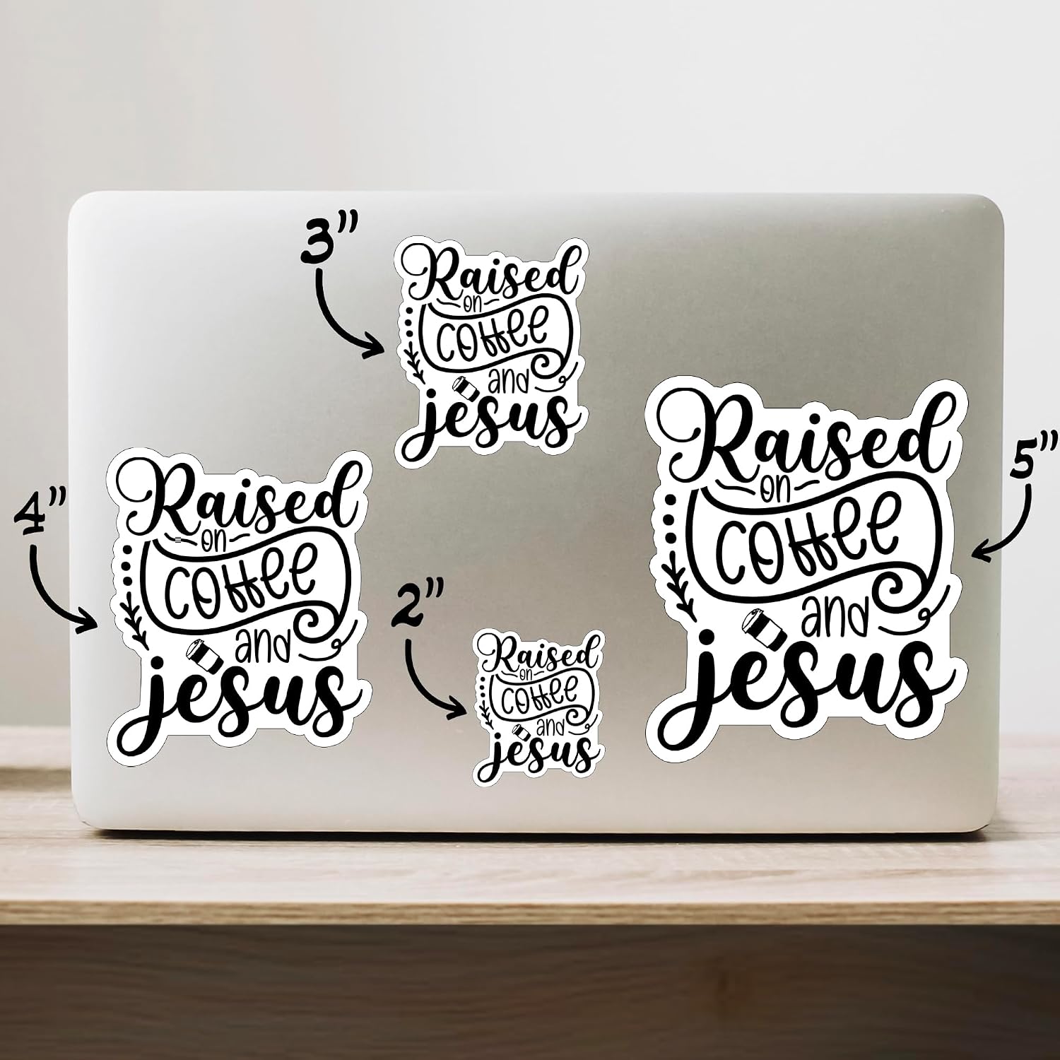 (3PCS) Raised on Coffee and Jesus v1 Sticker for Phone Tablet Laptop Car Truck Window | 3" Sticker image 2