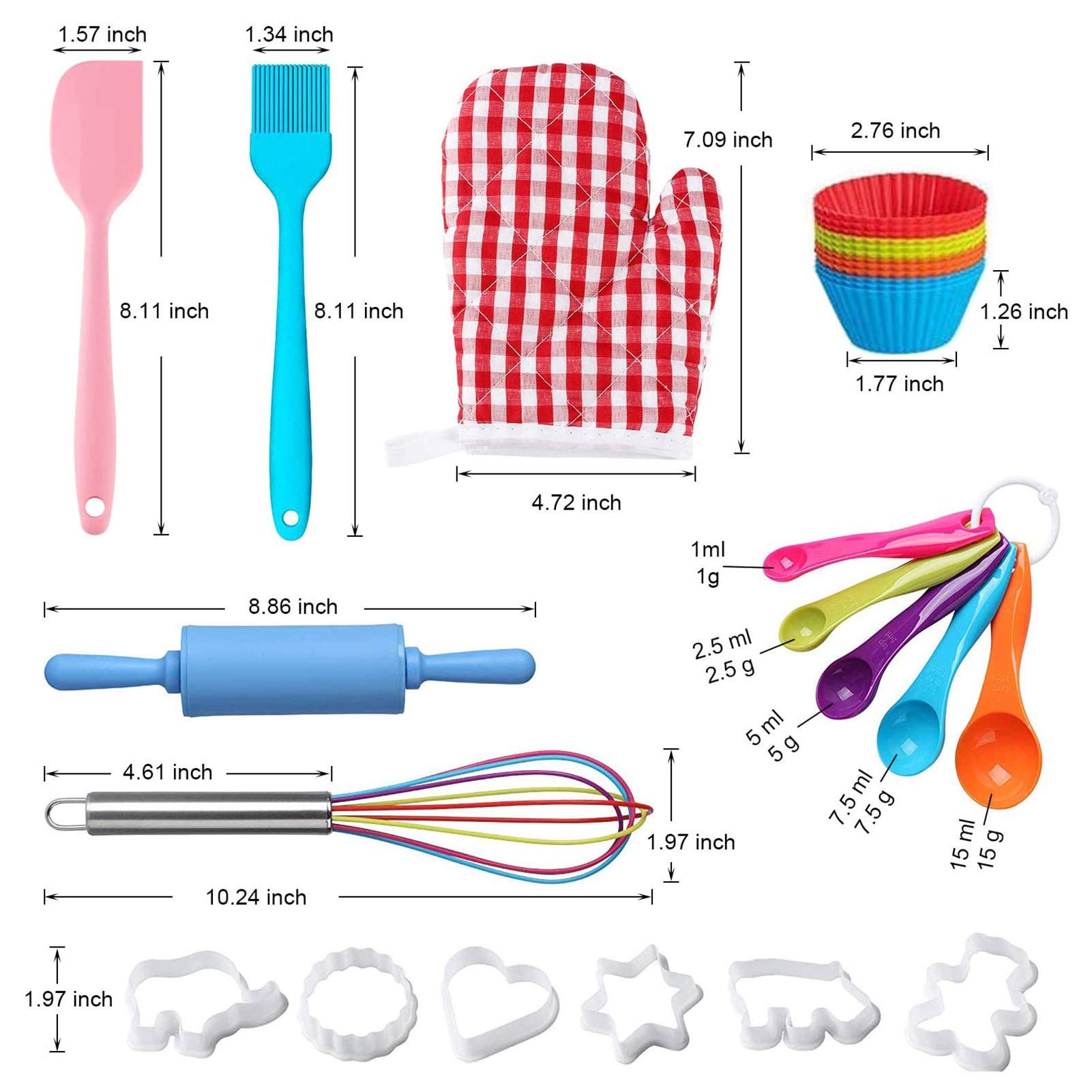 Real Kids Baking Set for Kids – 30 Pcs Gift Set Includes Kids Apron, Chef Hat, Oven Mitt, Real Baking Tools and Recipes for The Junior Chef(Yellow)