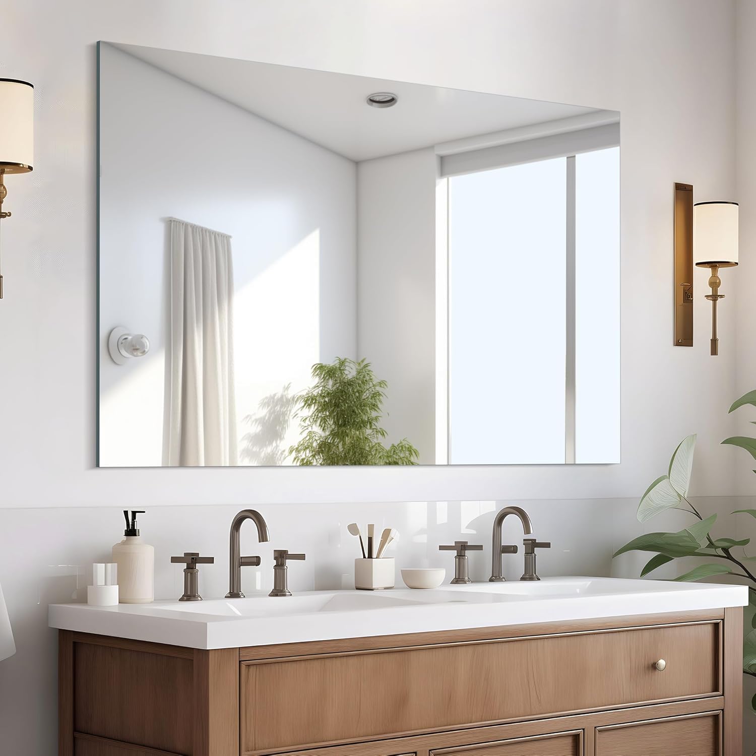 CILIBER Frameless Mirror, 30x40 Inch Rectangle Vanity Mirror for Wall, Large Bathroom Mirror Over Sink with Polished Edge, 3mm Tempered Glass, Horizontal or Vertical Hanging