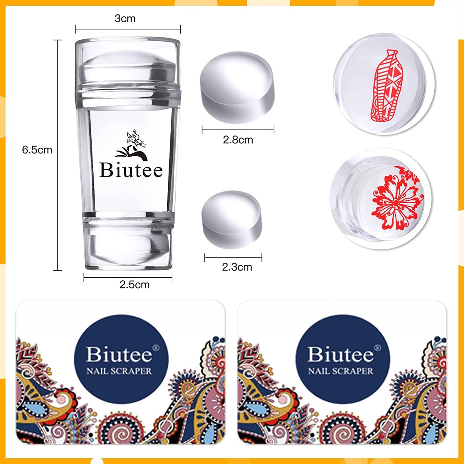 Biutee Set de Stamping Nail Art Kit d'estampage d'ongles 15 pièces modèles d'art d'ongle avec motifs d'animaux, de feuilles et de fleurs 1 Tampon 2 Grattoir 1 Paquet de Cartes