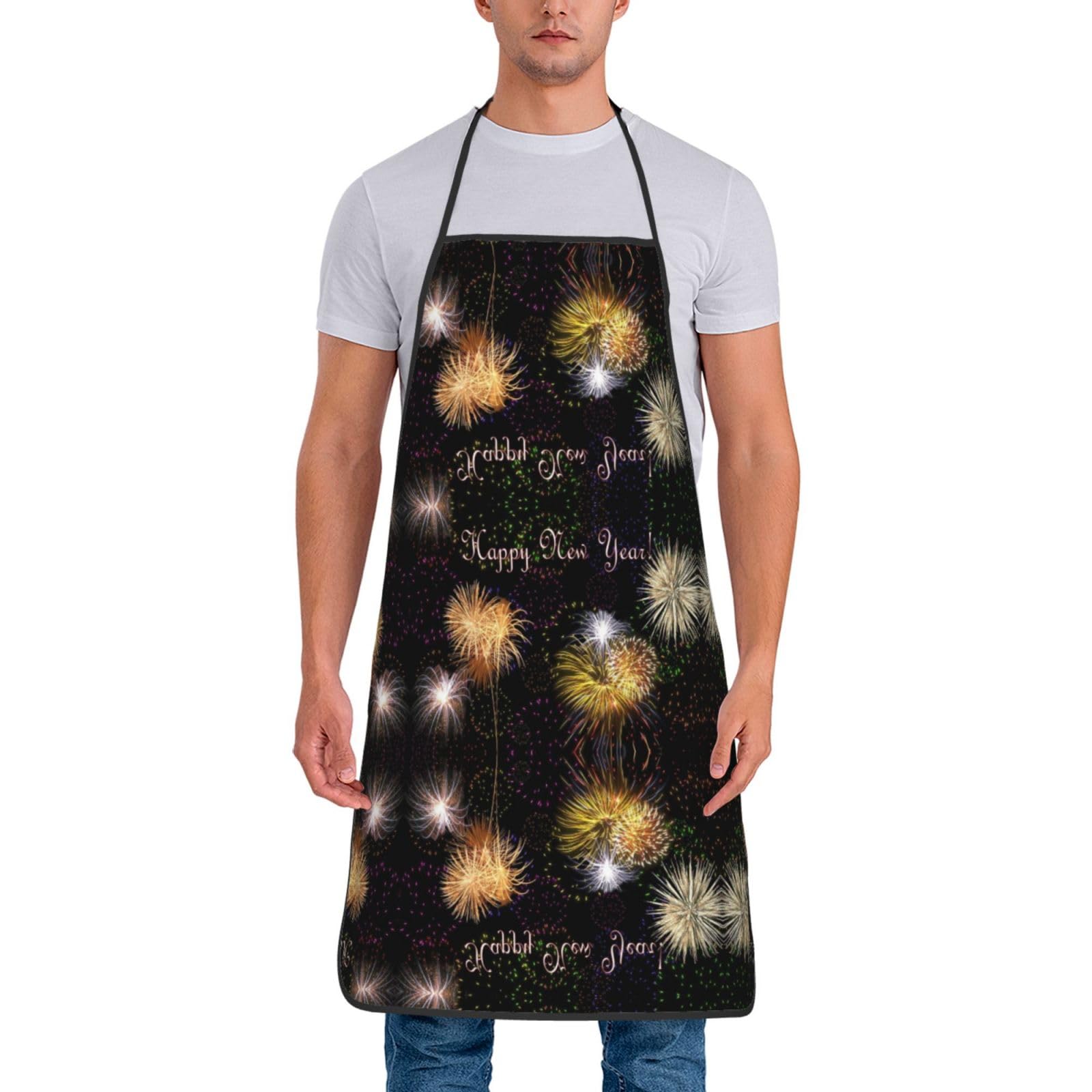 POCUK Happy New Year Apron Adult Apron For Cooking Restaurant Hotel Functional Chef Smock