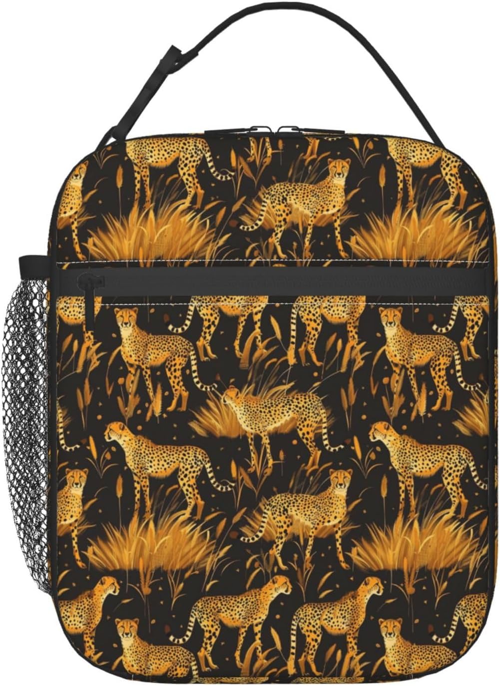 Cheetah Lunch Box for Kids Aldults, African Wildlife Safari Reusable Thermal Insulation Cooler Tote Bags, Golden Leopard Insulated Bag for Student, School Picnic Camping Travel, Gifts