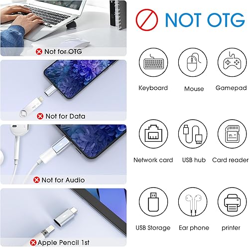 Miniatura 6 de Adaptador Lightning a USB C, 1 paquete de adaptador Lightning hembra a tipo C macho para iPhone serie 15iPadSamsungGoogle y más dispositivos tipo C,