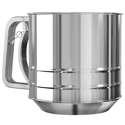 5 Cup Flour Sifter Stainless Steel Sifter 5.1x5.1 Inches Fine Mesh Flour Sifter Sieve - Powdered Sugar Sifter for Baking Small Flour Sifter Strainer Large for Baking Fine Mesh Powdered Sugar Sifter