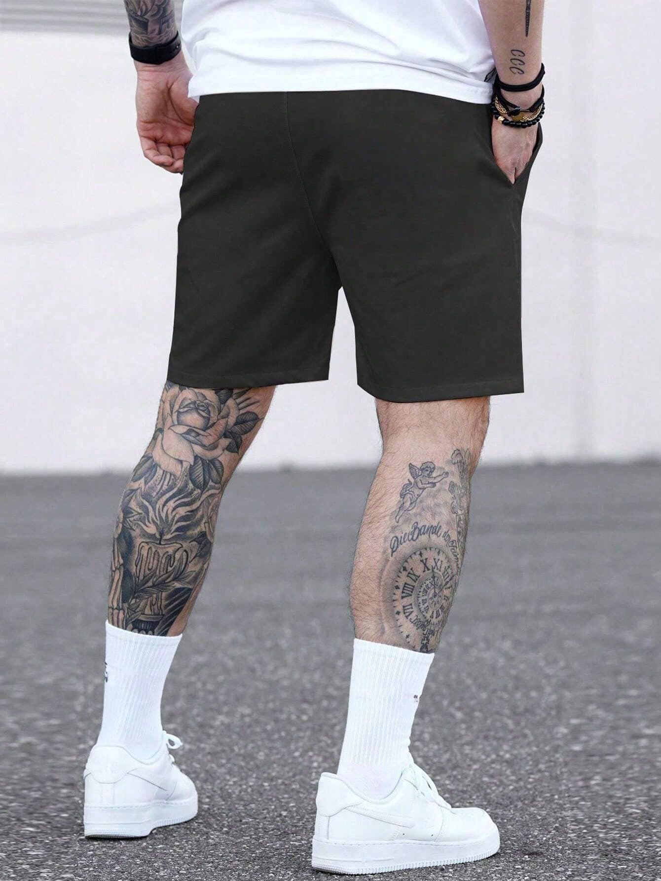 Floerns Pantalones cortos de entrenamiento para hombre con cordón en la cintura y estampado cruzado