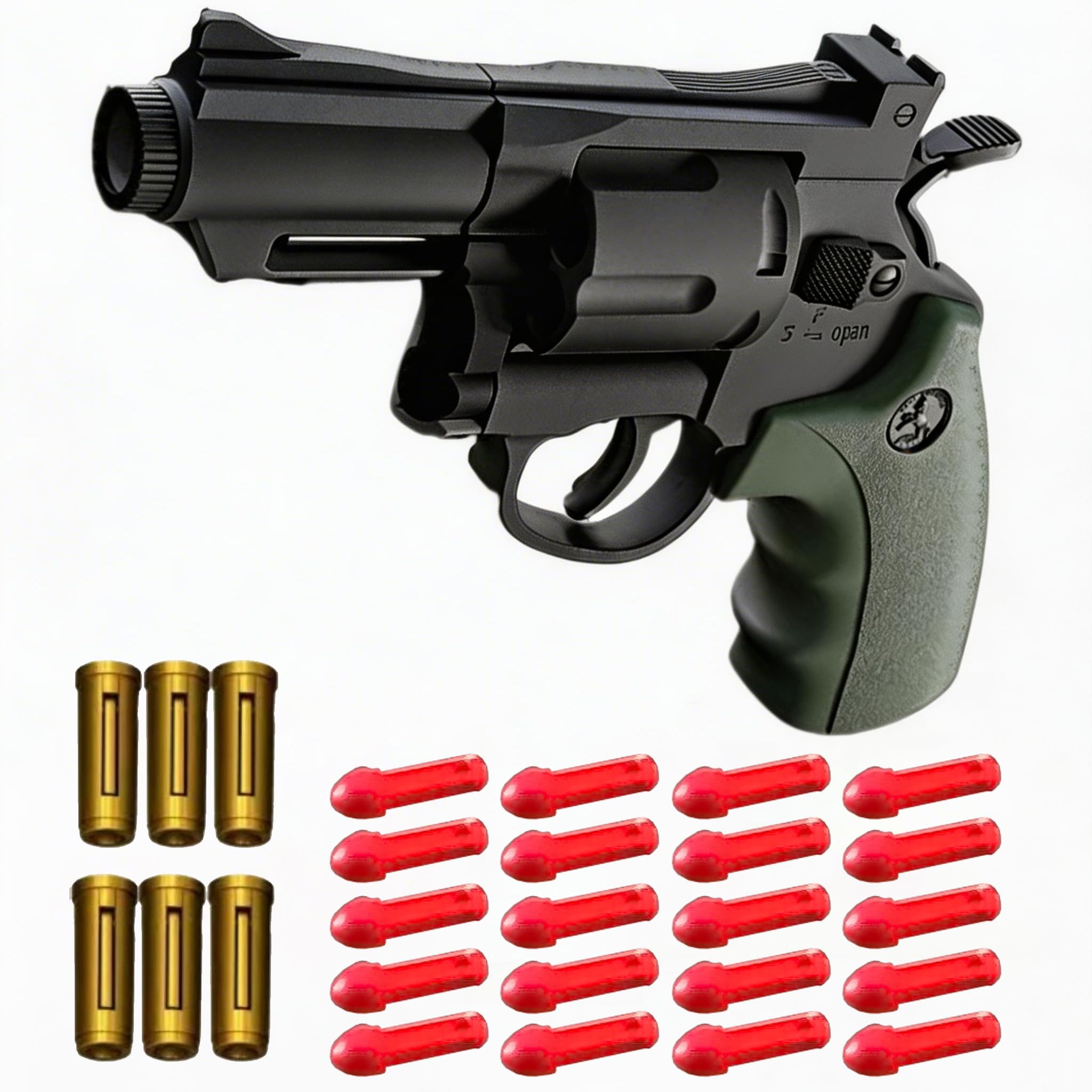 18pcs Foam Gun Set, Revolver gift Pistol, Comes with Soft Bullets and Shells, Safe Realistic Foam Gun Model Revolver, suitable as a birthday gift for teenager(Dark green)