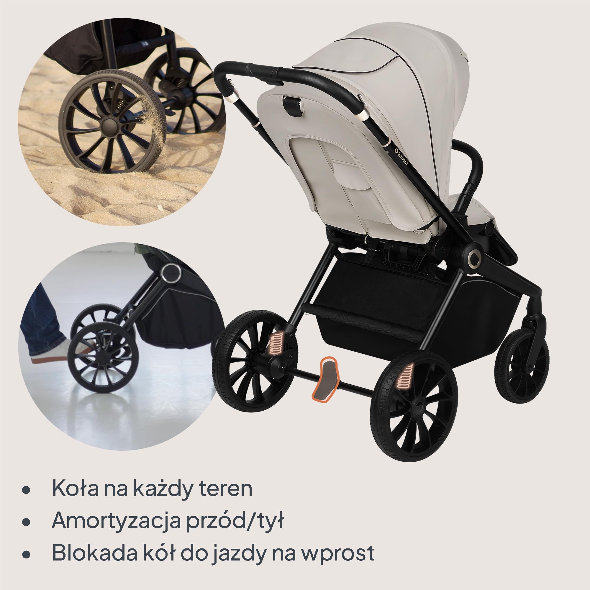 LIONELO MIKA PLUS Wózek Spacerowy Dziecięcy 6-48 miesięcy do 22 kg, Regulacja Oparcia i Podnóżka, Amortyzacja, Obrotowe Koła PU 360° Wodoodporna Budka XXL, UPF50+
