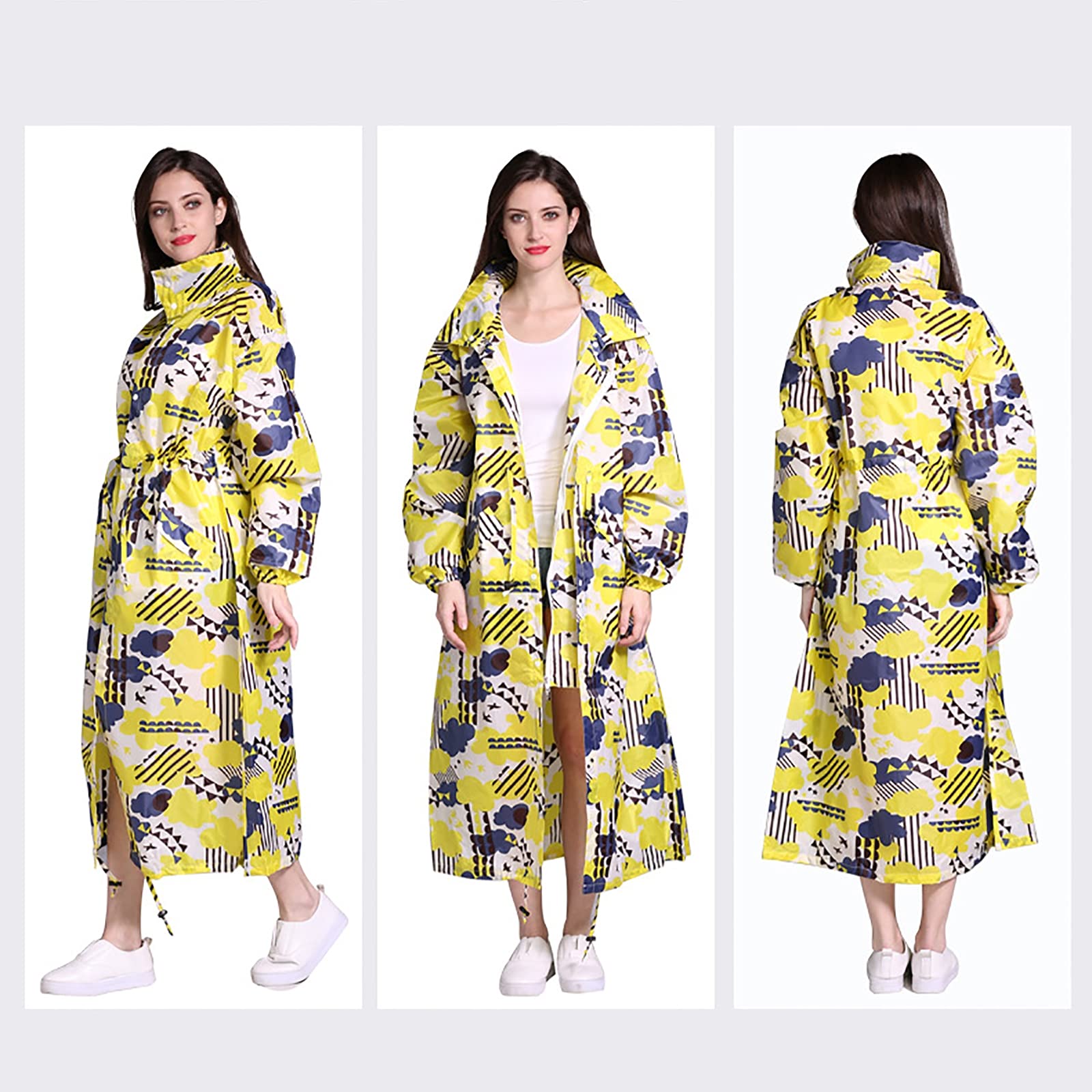Regencape Damen, Wiederverwendbare Regen Ponjo Mit Kapuze, Portable Wasserdicht Regencape Wandern, Lang Raincoat Women FüR FreizeitaktivitäTen Im Freien, Festivals, Camping, Wandern,C,XXL
