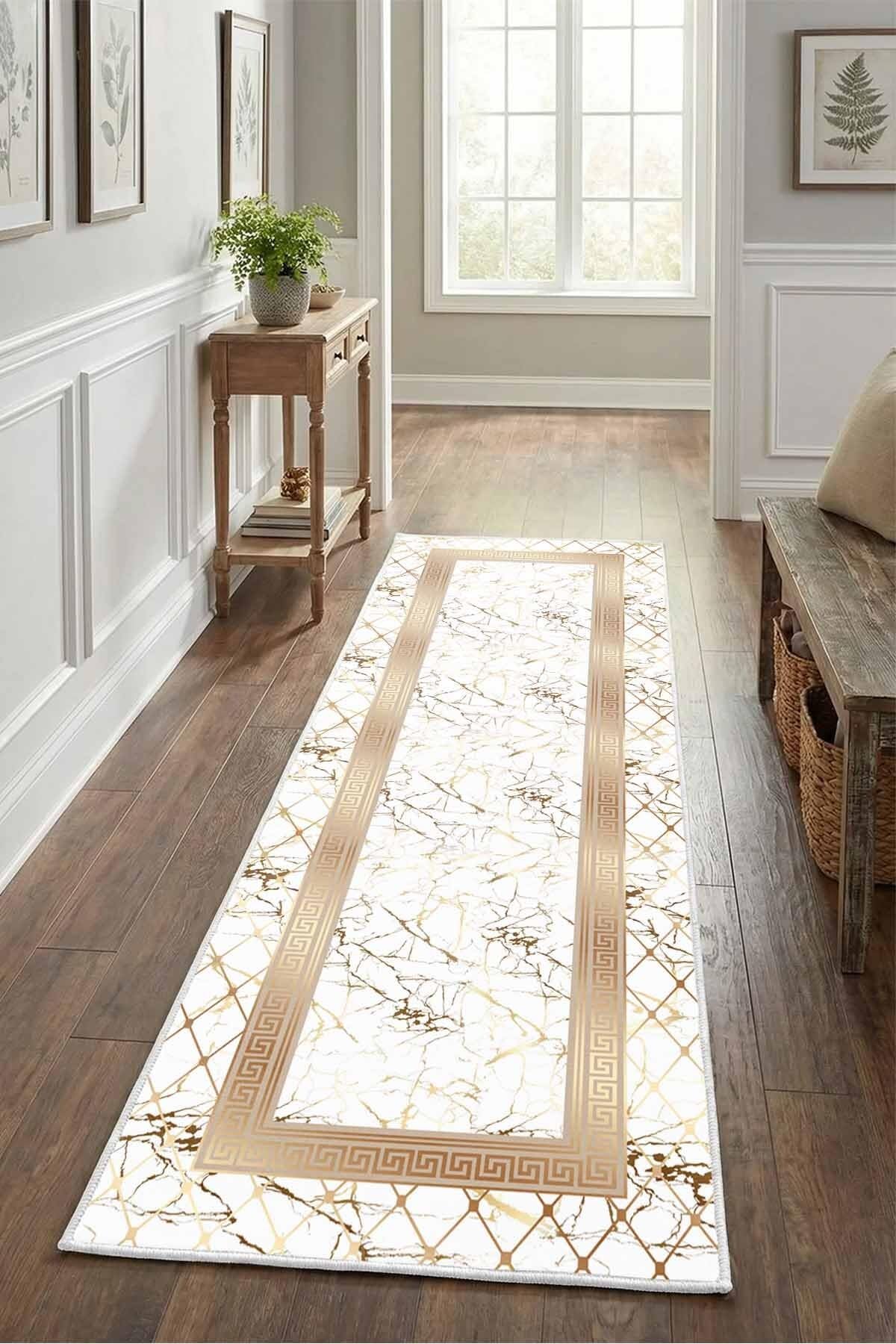 Monnhein Beyaz Vizon Yolluk Ajda - Yıkanabilir, Kaymaz Taban, Dijital Baskılı, Leke Tutmaz, İnce Hav, Modern Koridor, Mutfak, Antre ve Salon için Dekoratif Yolluk