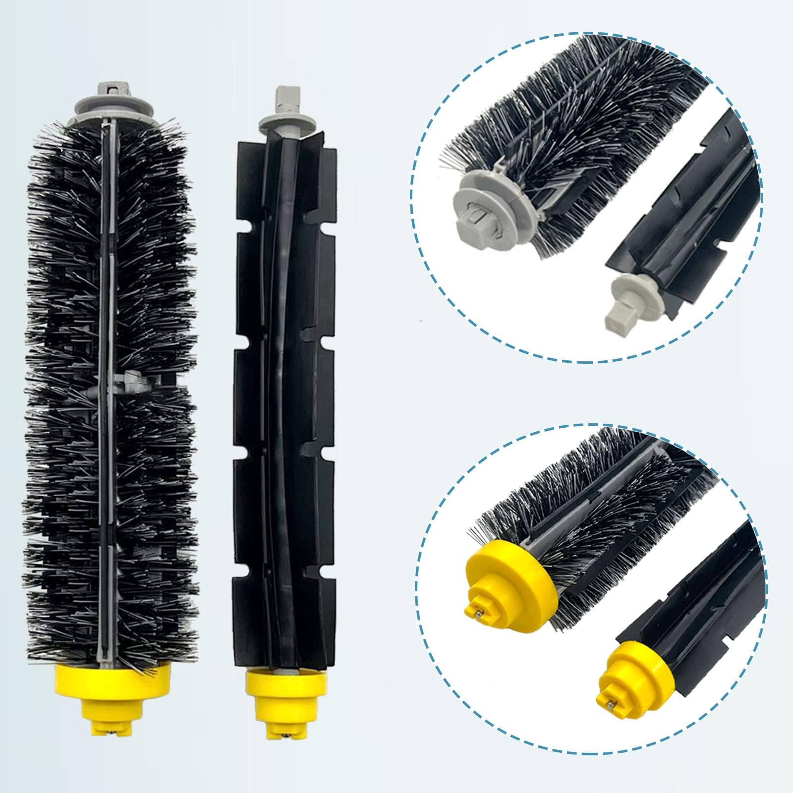 Parti di ricambio per aspirapolvere iRobot Roomba serie 600 e 700, Roomba 614, 620, 630, 635, 640, 645, 650, 655, 660, 675, 680, 695, 760, 770 e 780 (3 set di setole di ricambio, spazzole flessibili a