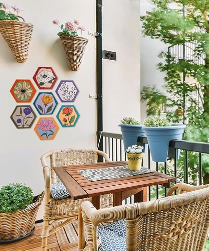 Miniatura 5 de Pintoo Rompecabezas de azulejos de pared, juego de rompecabezas retro y moderno, serie jardín, siete de 56 piezas de azulejos de pared crean