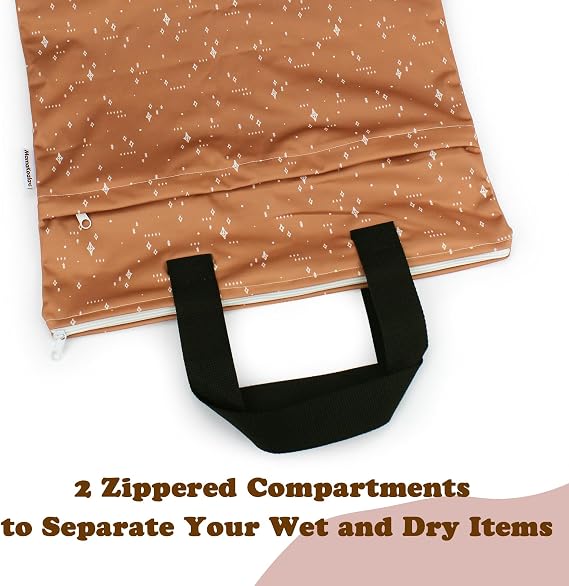 Mama Koala 6 Pcs 5-Layer Natural(No Microfiber) Inserts, with 2 Pack Reusable Hanging Wet Dry Bags