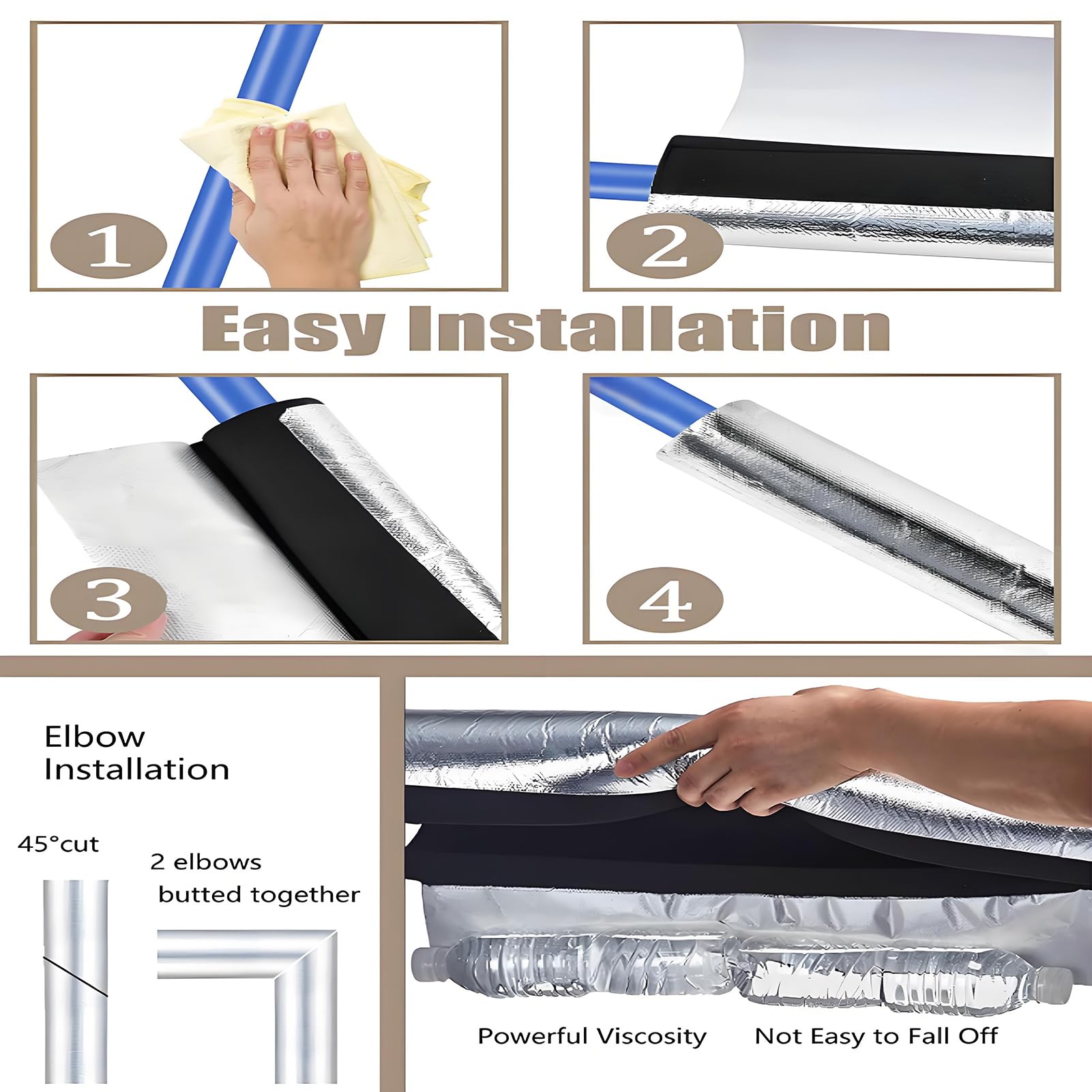 Aislamiento de Tuberías para Exterior Aislante, Tubo Aire Acondicionado Coquilla Aislamiento de Aluminio Autoadhesivo, Fundas de Aislamiento Térmico para Tuberías (ID) 219mm x (T) 30mm