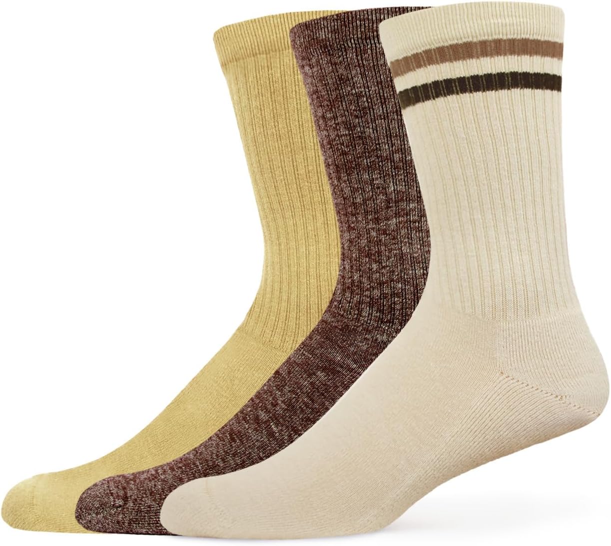 HUE Men's Casual Ribbed Must-have Crew Lightweight Athletic Super Soft Socks 3 Pair Pack