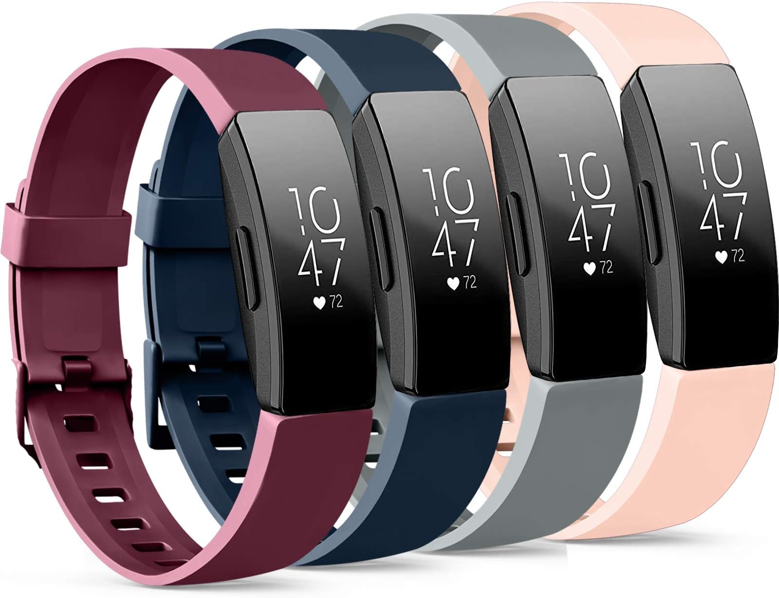 IEOVIEE 4 Pack Compatible Bands for Fitbit Inspire 2, HR, Ace 2 & Inspire, Adjustable Silicone Sport Wristbands