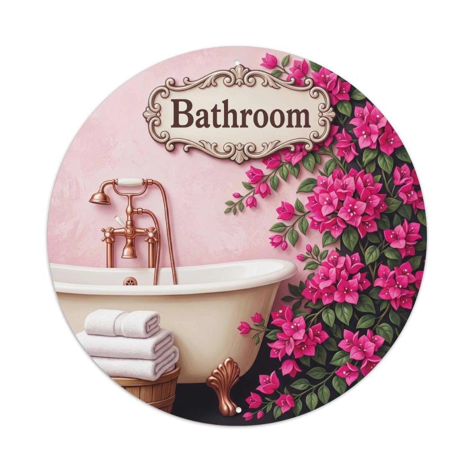 Bathroom Bougainvillea Bathroom Metal Tin Sign