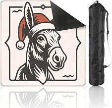 Mahjong Mat for Table 31.5"x31.5" Donkey Wearing Santa Hat Realistic Style Anti Slip Noise Reduction Gaming Mat with Carry Bag Mahjong Accessories for Board Games Poker Card