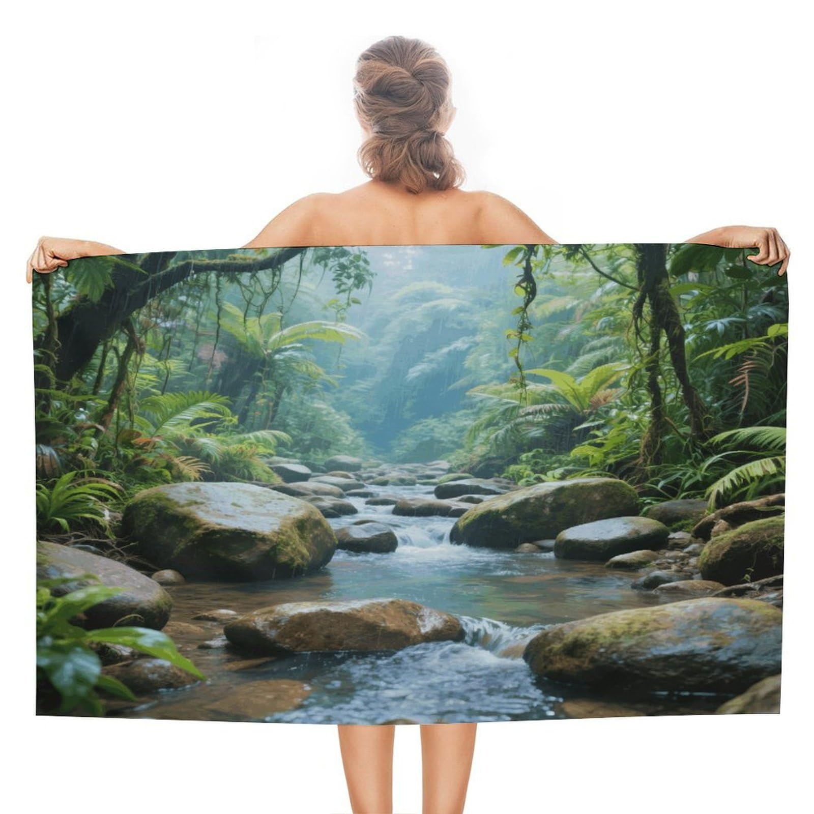 VstaDank Rainforest Stream Beach Beach Towel 51x31 Inch Oversized Soft Bath Towel Luxury Plush Thick Hotel Swim Pool Towels Super Quick Dry Travel Towels for Camping Gym Sports Yoga