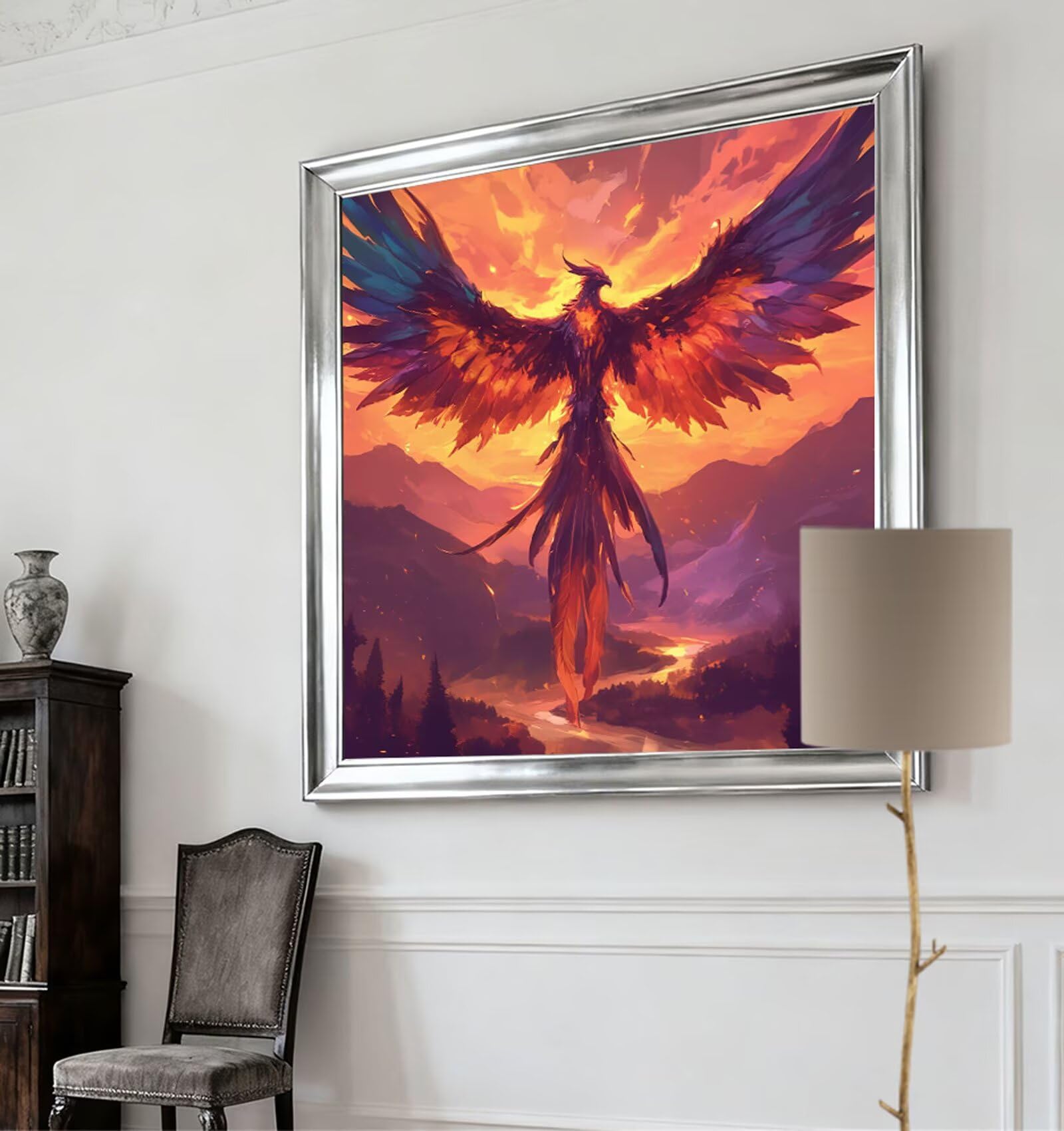 Diamentowy obraz krajobraz 80x80cm 2025 nowy diamentowy obraz feniks 5D DIY kwadratowy haft diamentowy z akcesoriami ręczna aktywność dla dorosłych kreatywne obrazy artystyczne zestaw do dekoracji