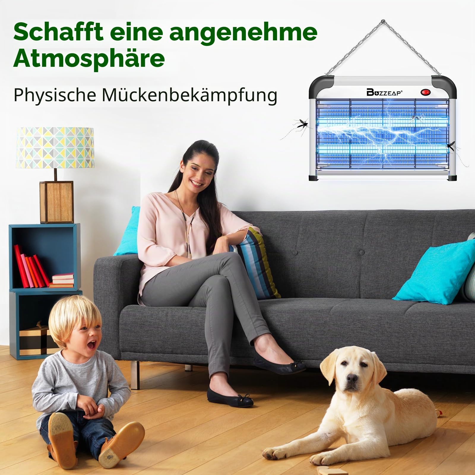 Elektrischer Insektenvernichter - 2800V UV Mückenfalle & Fliegenfalle Motten für Innenbereich, leiser Hochspannungs-Zapper gegen für Innen, Wohnzimmer & Büro