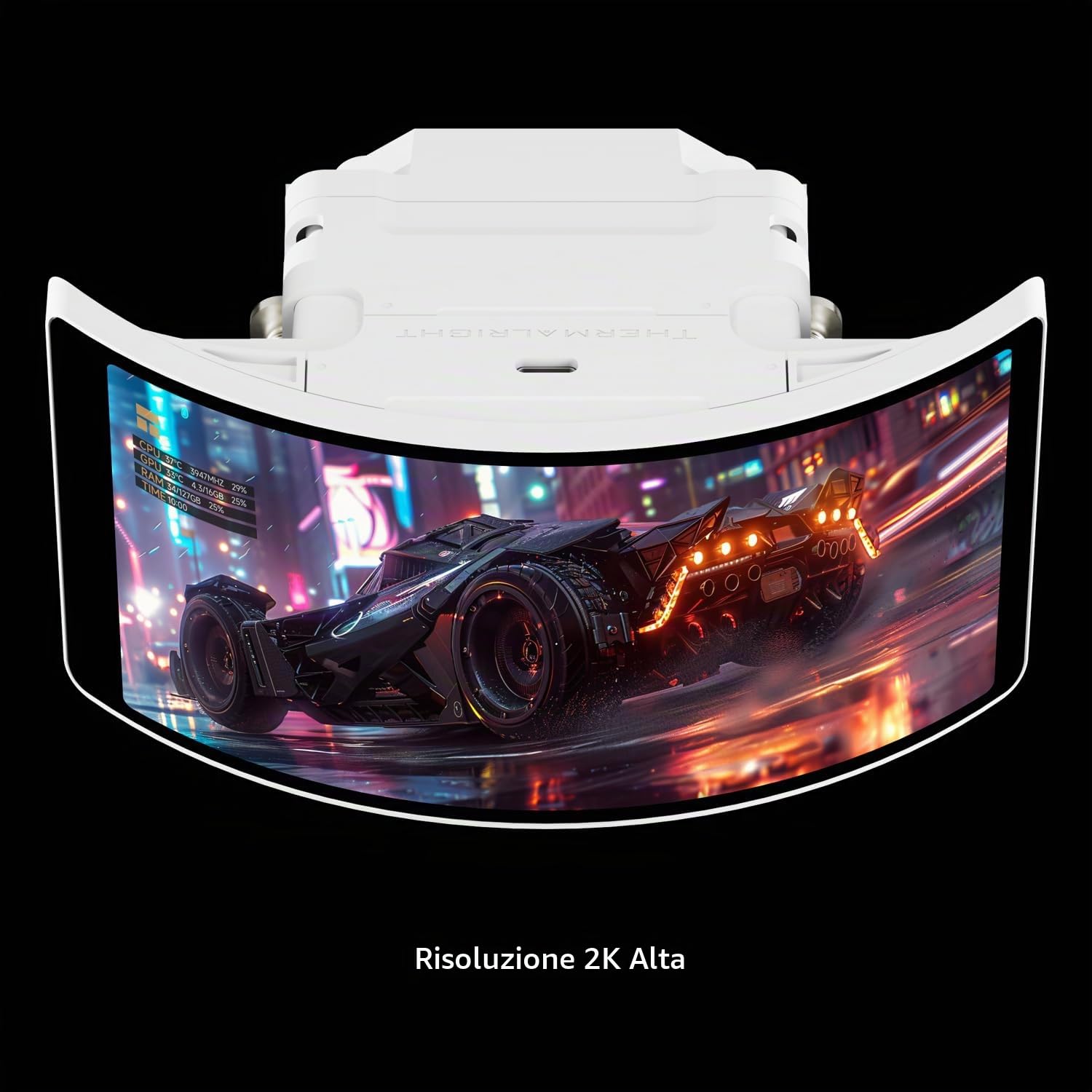 Thermalright Rainbow Vision 360 Turbo ARGB - Ventola di raffreddamento a liquido per CPU AM5 / Intel LGA1851 / 1700, schermo curvo da 6,67 pollici, ventosa magnetica, risoluzione 2400 x 1080
