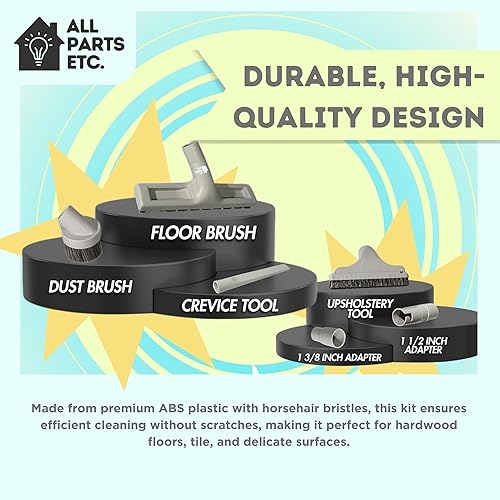 Miniatura 3 de Kit de accesorios de vacío gris de 1.25 pulgadas (1-38 pulgadas y 1-12 pulgadas), cepillo para piso y polvo, herramienta de tapicería y grietas,