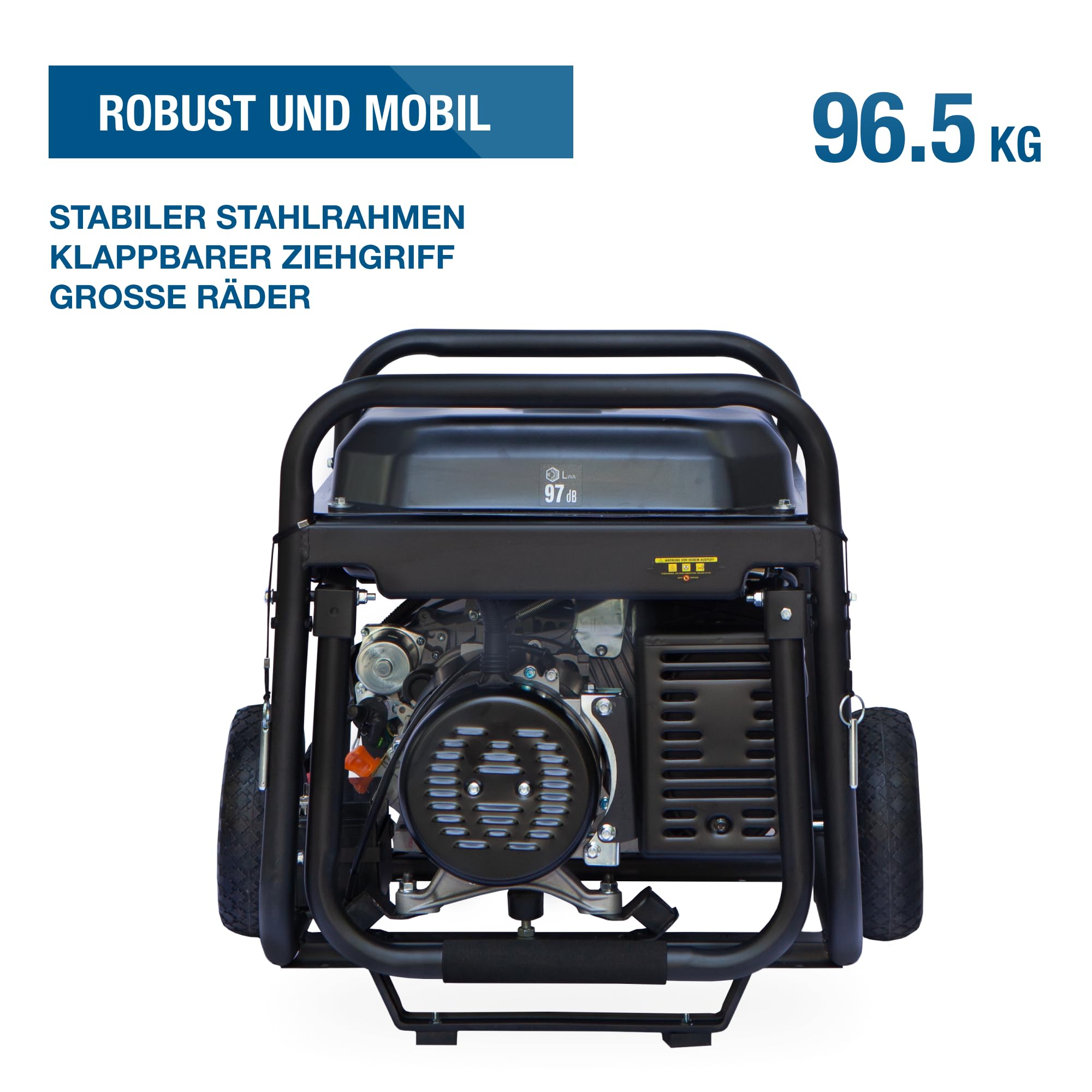 HYUNDAI Benzin Stromgenerator HY8500LEK-T, Stromerzeuger mit 230V & 400V, max. Leistung 10.3kVA, 16.3PS Motor, E-Start, Generator für Baustelle, Notstromaggregat